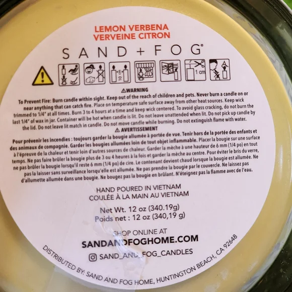 Sand + Fog Lemon Verbena Candle Yellow and Blue - Picture 5 of 7